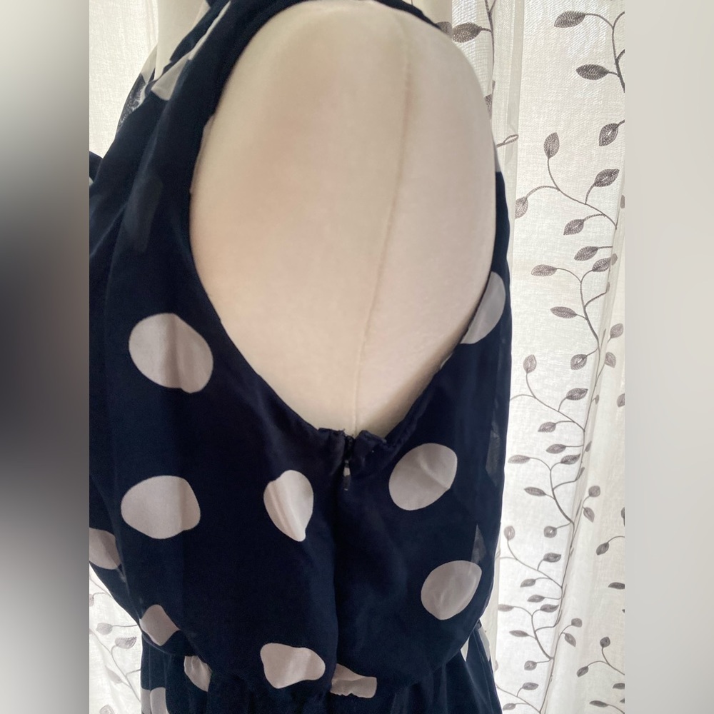 Blue with White Polka Dot Sleeveless Midi Women’s Dress Size 10 - Picture 3 of 7